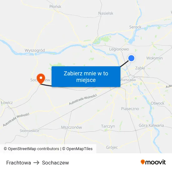 Frachtowa to Sochaczew map