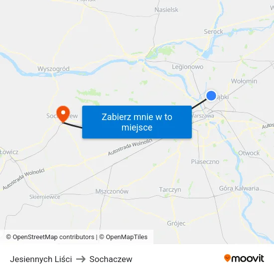 Jesiennych Liści to Sochaczew map