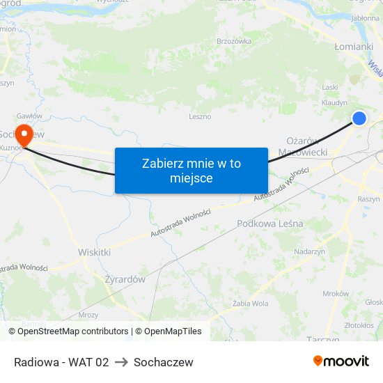 Radiowa - WAT 02 to Sochaczew map