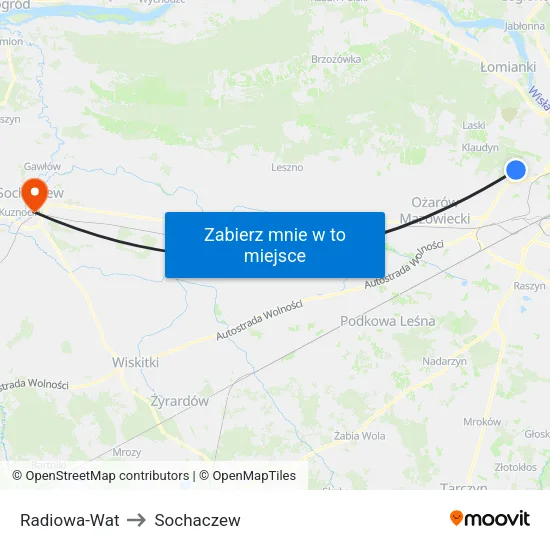 Radiowa - WAT to Sochaczew map