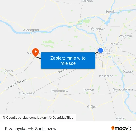 Przasnyska to Sochaczew map