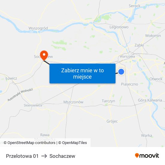 Przelotowa 01 to Sochaczew map