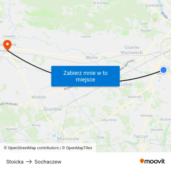Stoicka to Sochaczew map