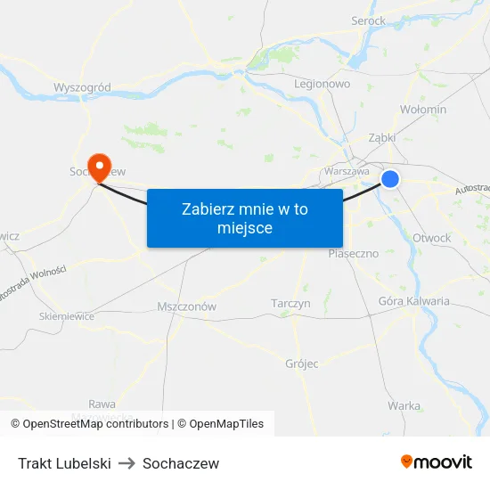 Trakt Lubelski to Sochaczew map