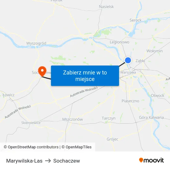 Marywilska - Las to Sochaczew map