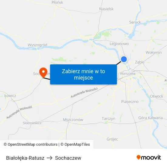 Białołęka - Ratusz to Sochaczew map