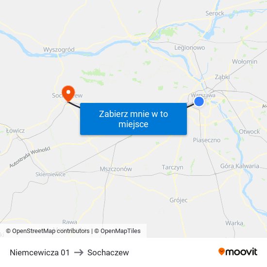 Niemcewicza 01 to Sochaczew map