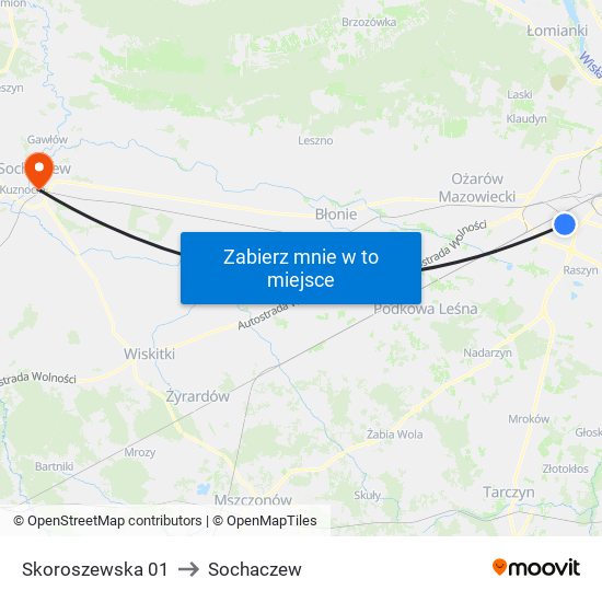 Skoroszewska 01 to Sochaczew map