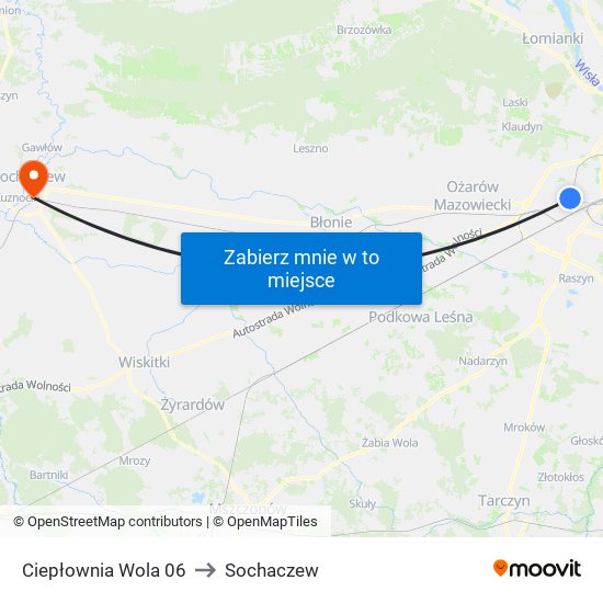 Ciepłownia Wola to Sochaczew map