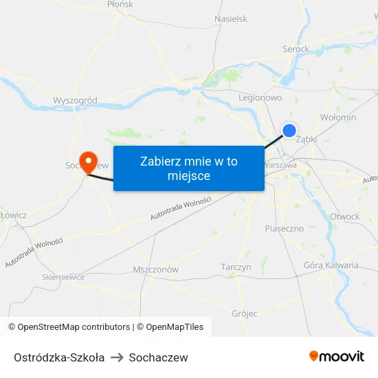 Ostródzka - Szkoła to Sochaczew map