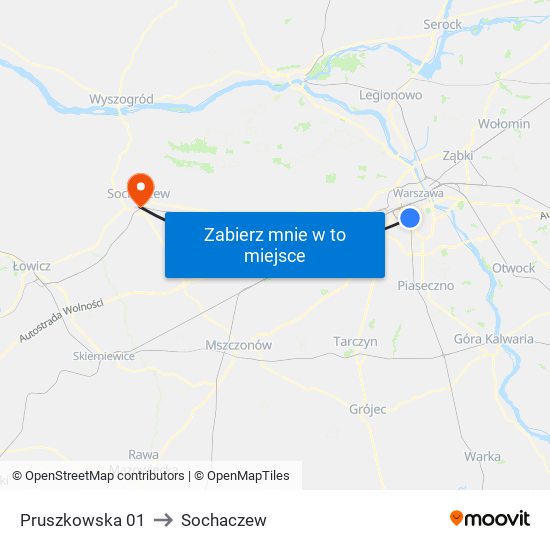 Pruszkowska to Sochaczew map