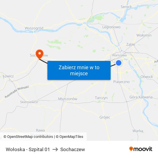 Wołoska - Szpital 01 to Sochaczew map