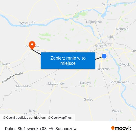 Dolina Służewiecka to Sochaczew map