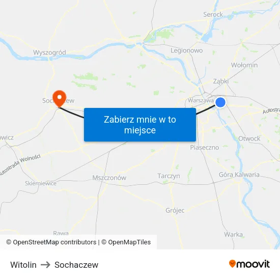 Witolin to Sochaczew map