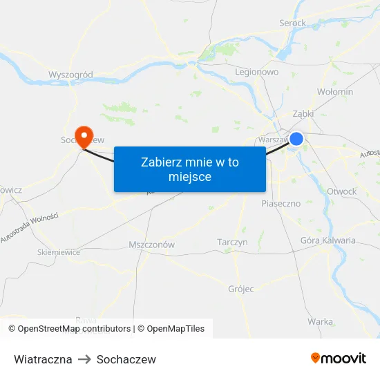 Wiatraczna to Sochaczew map