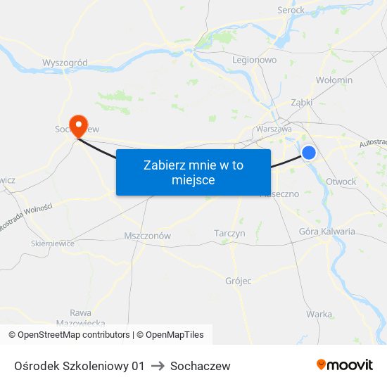 Ośrodek Szkoleniowy 01 to Sochaczew map