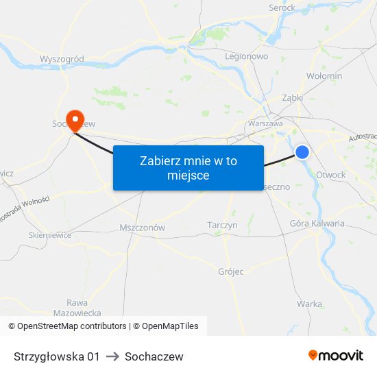 Strzygłowska to Sochaczew map