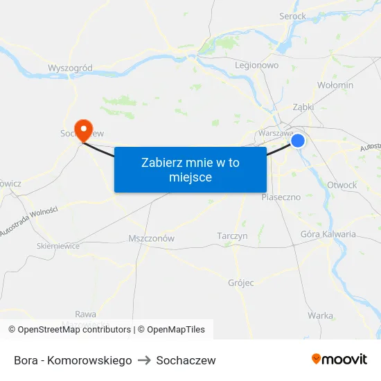 Bora - Komorowskiego to Sochaczew map