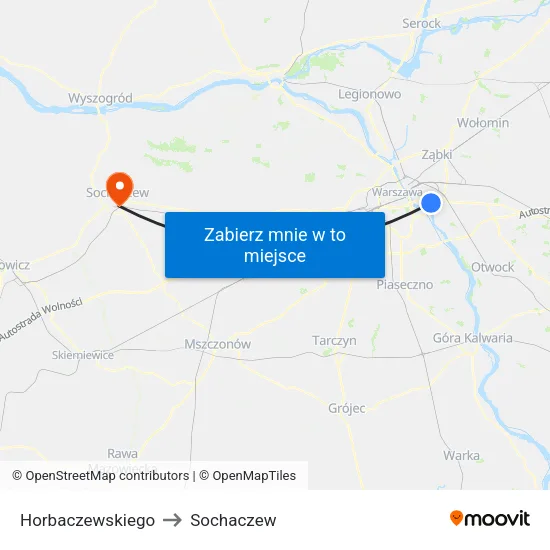 Horbaczewskiego to Sochaczew map