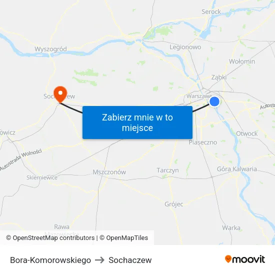 Bora - Komorowskiego to Sochaczew map