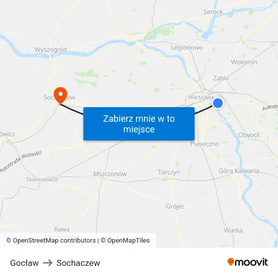 Gocław to Sochaczew map
