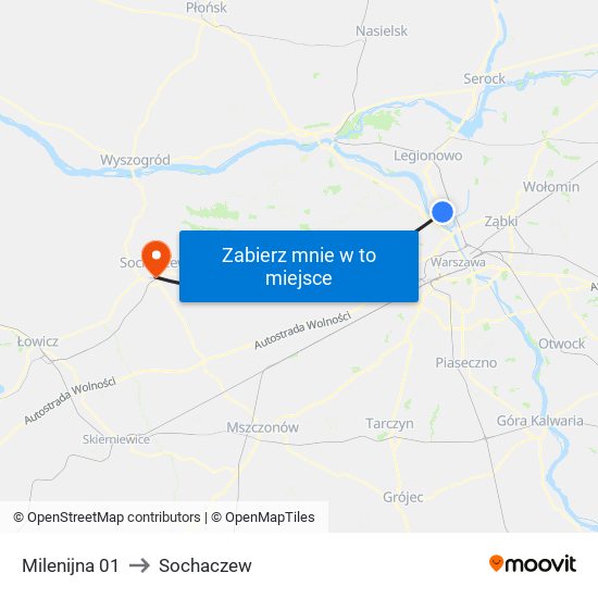 Milenijna 01 to Sochaczew map