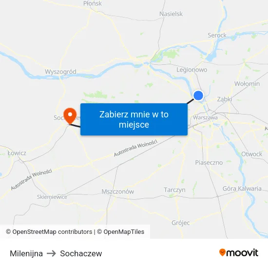 Milenijna to Sochaczew map