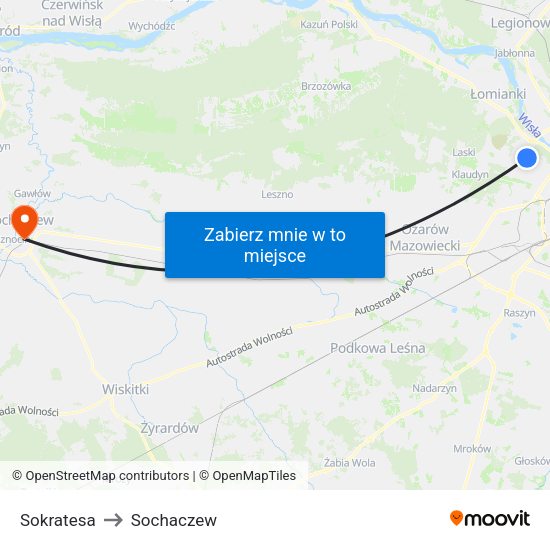 Sokratesa to Sochaczew map