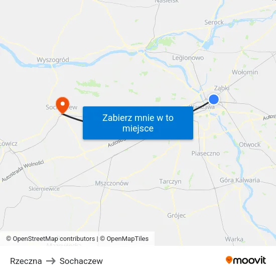 Rzeczna to Sochaczew map