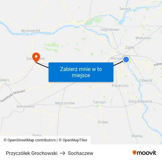 Przyczółek Grochowski to Sochaczew map