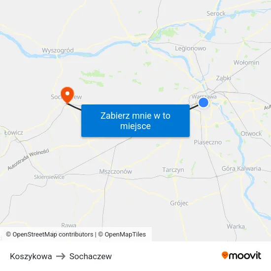 Koszykowa to Sochaczew map