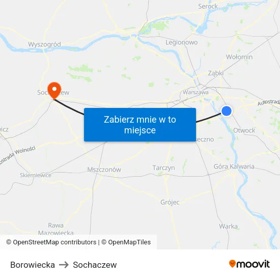 Borowiecka to Sochaczew map