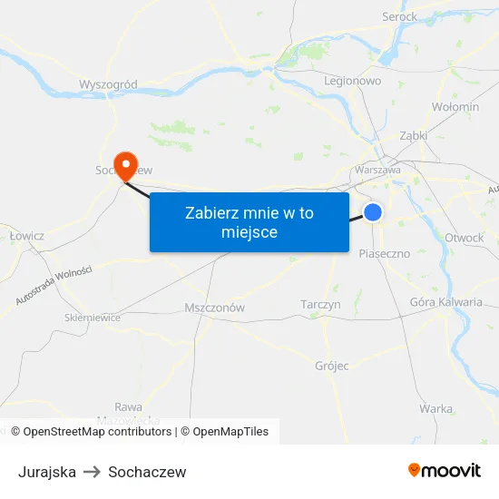 Jurajska to Sochaczew map