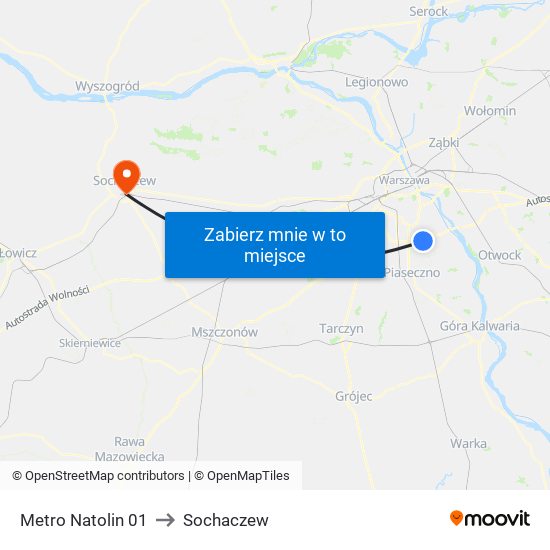 Metro Natolin 01 to Sochaczew map