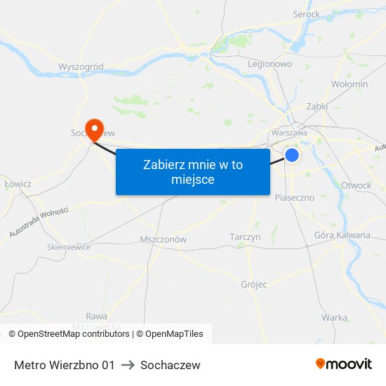 Metro Wierzbno 01 to Sochaczew map