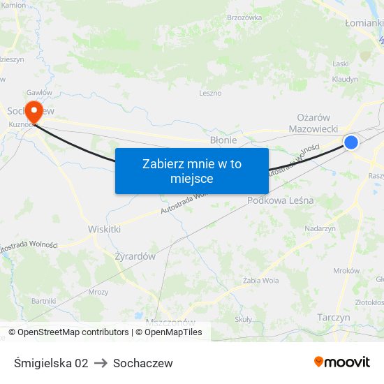 Śmigielska 02 to Sochaczew map