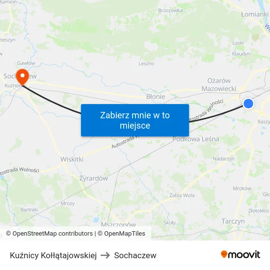 Kuźnicy Kołłątajowskiej to Sochaczew map