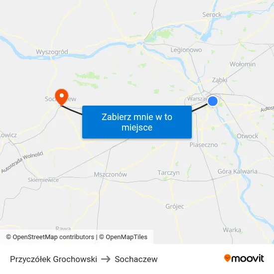 Przyczółek Grochowski to Sochaczew map