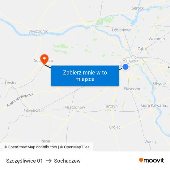 Szczęśliwice 01 to Sochaczew map