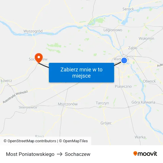 Most Poniatowskiego to Sochaczew map