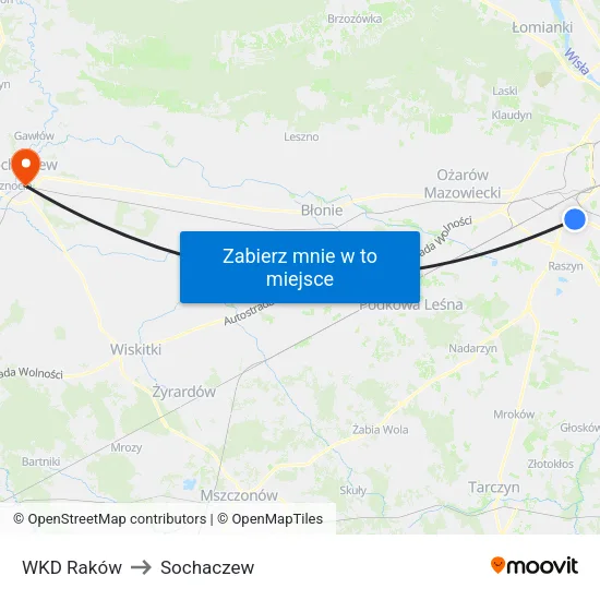 WKD Raków to Sochaczew map