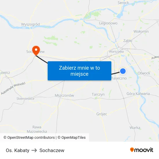 Os. Kabaty to Sochaczew map