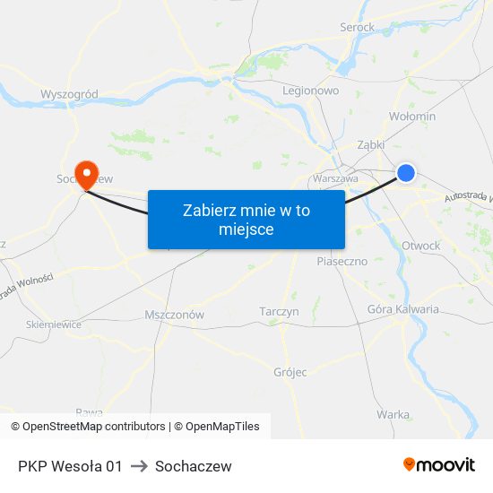 PKP Wesoła to Sochaczew map