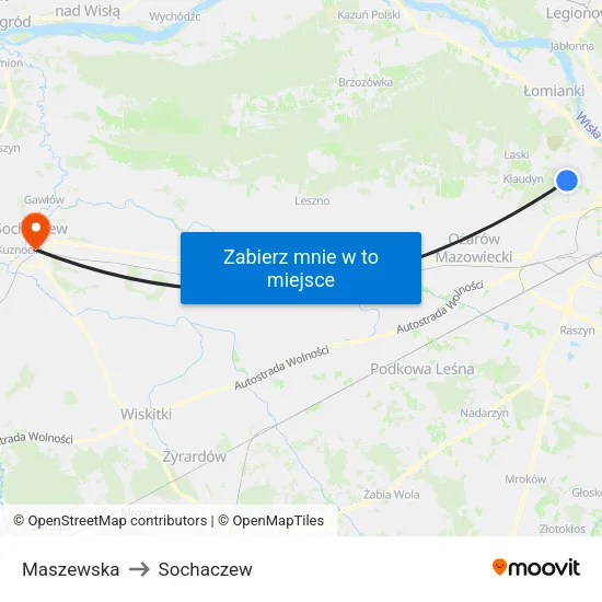 Maszewska to Sochaczew map
