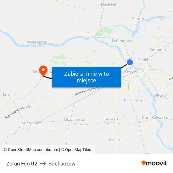 Żerań Fso 02 to Sochaczew map