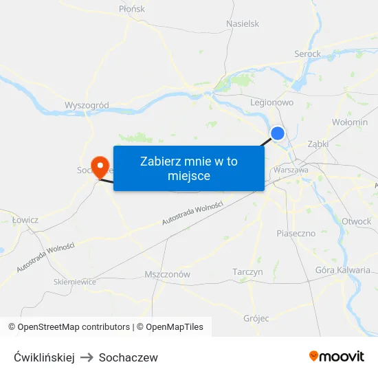 Ćwiklińskiej to Sochaczew map