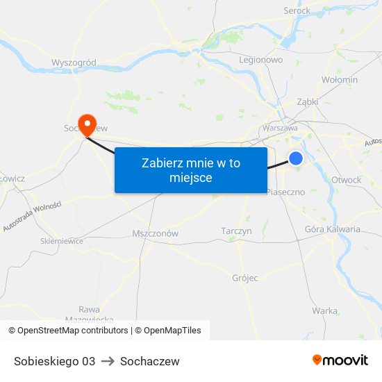 Sobieskiego 03 to Sochaczew map