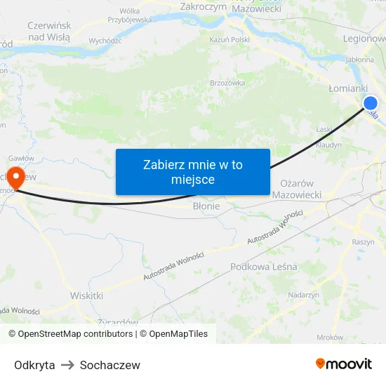 Odkryta to Sochaczew map