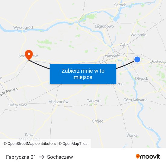 Fabryczna 01 to Sochaczew map