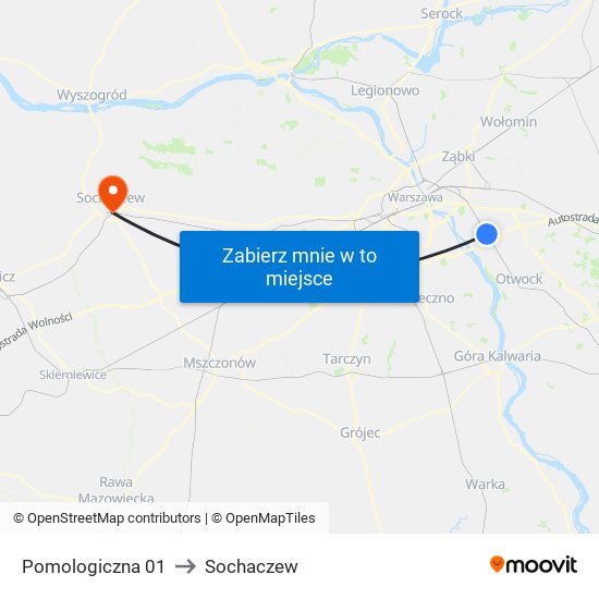 Pomologiczna 01 to Sochaczew map